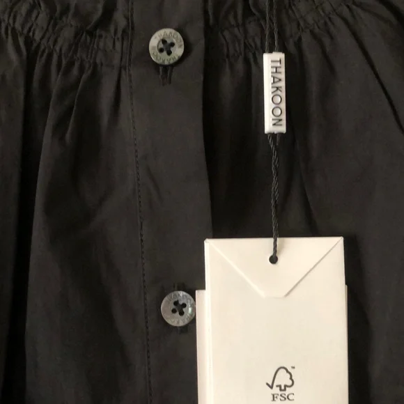 Thakoon Smocked Neck Poplin Blouse size Large New